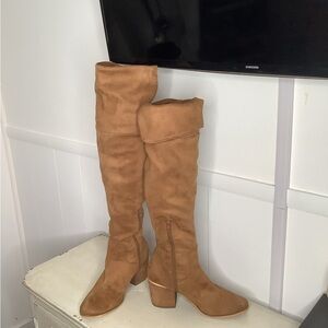 Suede Tan Knee-High Boots